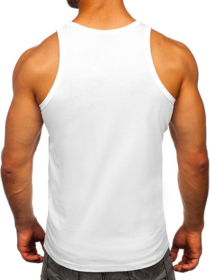 Balti marškinėliai tank top su paveikslėliu Bolf 14844