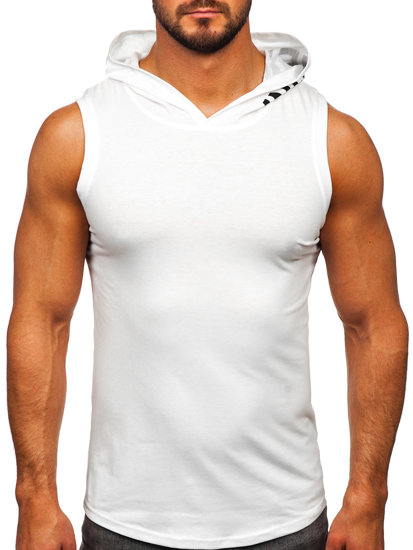 Balti marškinėliai tank top su paveikslėliu Bolf 2537