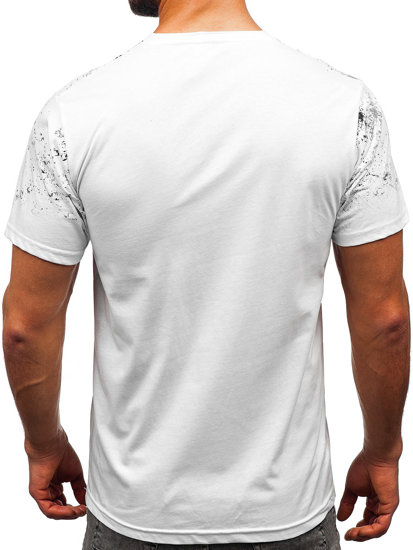 Balti medvilniniai vyriški marškinėliai Bolf 14725