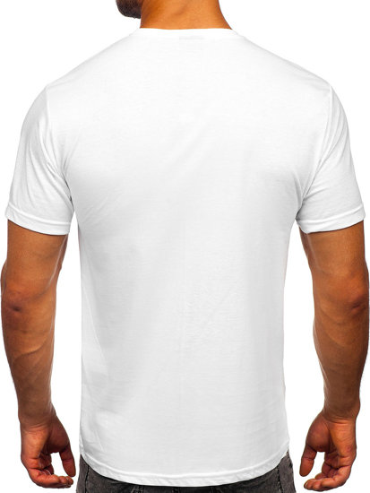 Balti medvilniniai vyriški marškinėliai su paveikslėliu Bolf CMR18