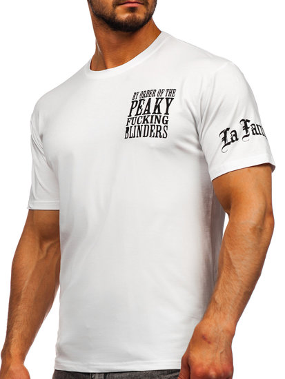 Balti vyriški marškinėliai su aplikacijomis Bolf 21008
