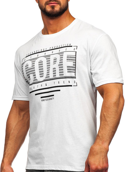 Balti vyriški marškinėliai su paveikslėliu Bolf SS11071