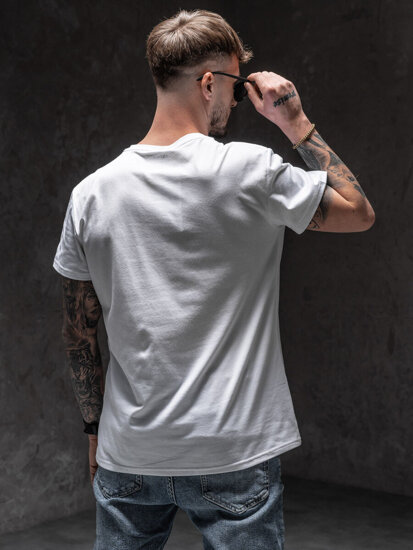 Balti vyriški marškinėliai su paveikslėliu Bolf Y70007