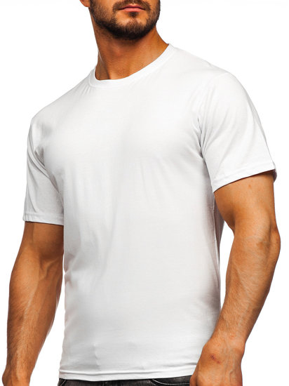 Balti vyriški medvilniniai marškinėliai be paveikslėlio Bolf 192397