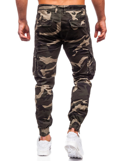 Chaki vyriškos džinsinės jogger cargo camo kelnės Bolf J685