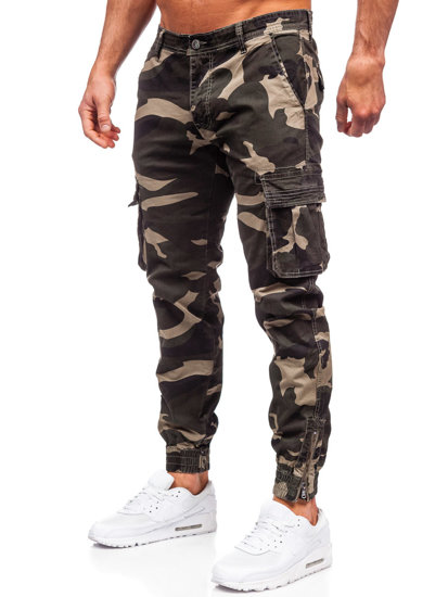 Chaki vyriškos džinsinės jogger cargo camo kelnės Bolf J685