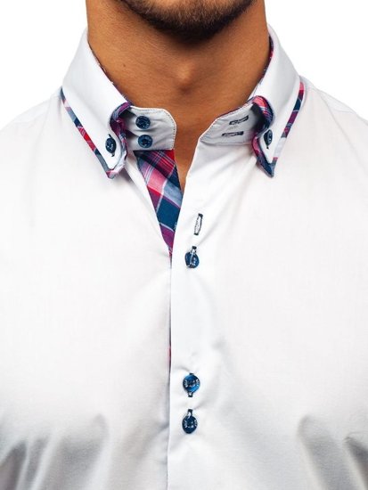 Elegentiški vyriški marškiniai ilgomis rankovėmis balti Bolf 2712