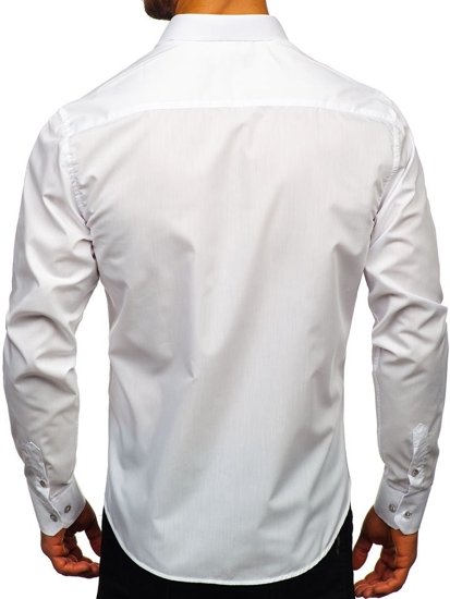 Elegentiški vyriški marškiniai ilgomis rankovėmis balti Bolf 4705G