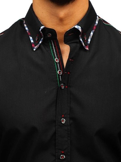 Elegentiški vyriški marškiniai ilgomis rankovėmis juodi Bolf 2701