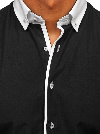 Elegentiški vyriški marškiniai ilgomis rankovėmis juodi Bolf 2782