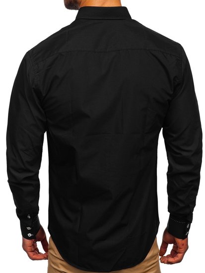 Elegentiški vyriški marškiniai ilgomis rankovėmis juodi Bolf 5797