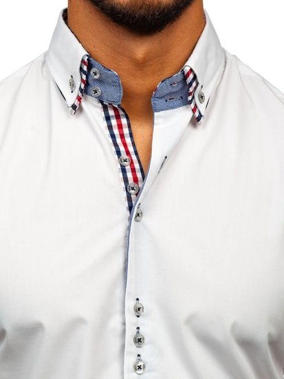 Elegentiški vyriški marškiniai trumpomis rankovėmis balti Bolf 3507