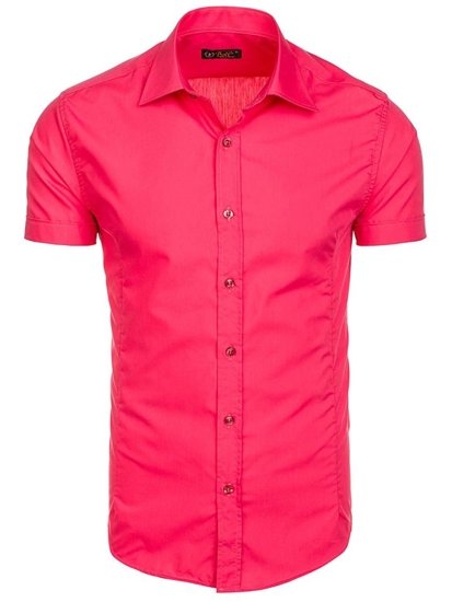 Elegentiški vyriški marškiniai trumpomis rankovėmis koralų spalvos Bolf 7501