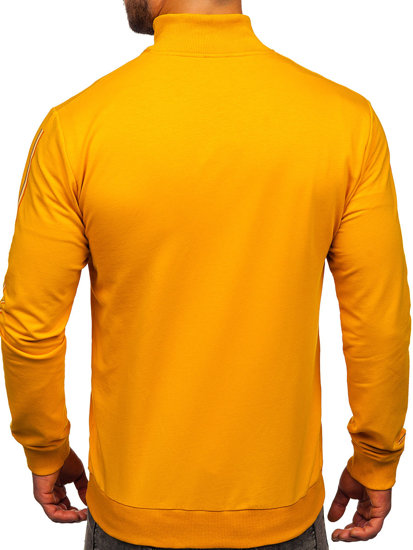 Geltonas vyriškas užsegamas džemperis stačia apykakle Bolf 8756