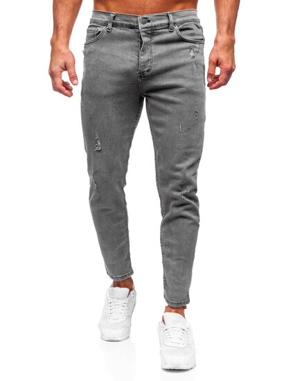 Grafito spalvos vyriškos džinsinės kelnės skinny fit Bolf 5909