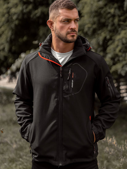 Juoda su oranžine vyriška demiseoninė striukė softshell Bolf WX088A