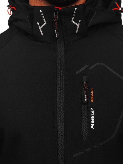 Juoda su oranžine vyriška demiseoninė striukė softshell Bolf WX088A