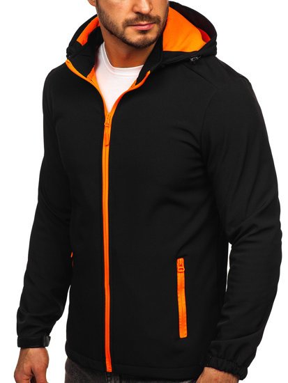 Juoda su oranžine vyriška demisezoninė striukė softshell Bolf HH017