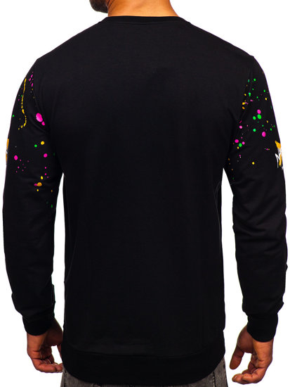 Juodas vyriškas džemperis su paveikslėliu be gobtuvo Bolf 6415
