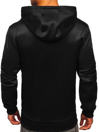 Juodas vyriškas džemperis su paveikslėliu ir gobtuvu Bolf B10110
