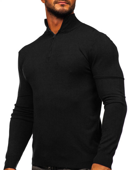Juodas vyriškas megztinis stačia apykakle Bolf MM6007