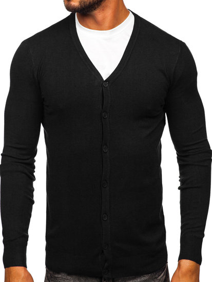Juodas vyriškas užsegamas megztinis Bolf MM6006