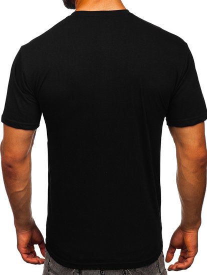 Juodi medvilniniai vyriški marškinėliai su paveikslėliu Bolf KS2523T