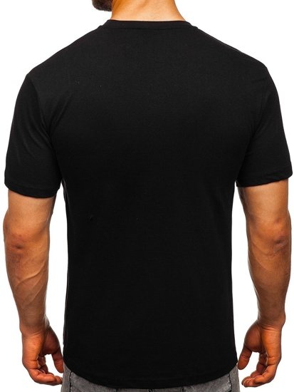 Juodi vyriški marškinėliai su paveikslėliu Bolf T003