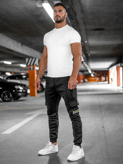 Juodos pašiltintos vyriškos jogger cargo kelnės Bolf HW2202