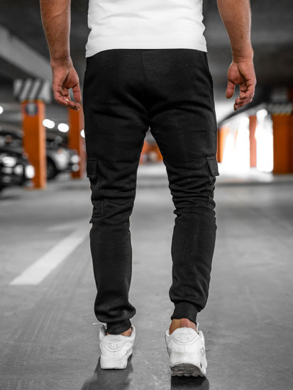 Juodos pašiltintos vyriškos jogger cargo kelnės Bolf HW2205