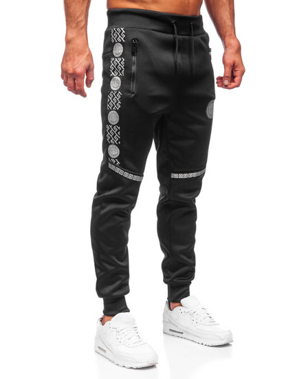 Juodos su sidabro spalva vyriškos jogger kelnės Bolf HM665