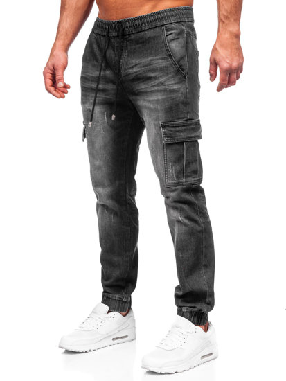 Juodos vyriškos džinsinės jogger cargo kelnės Bolf MP0130N