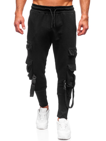 Juodos vyriškos jogger cargo kelnės Bolf 6582