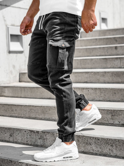 Juodos vyriškos jogger cargo kelnės Bolf R31016S0
