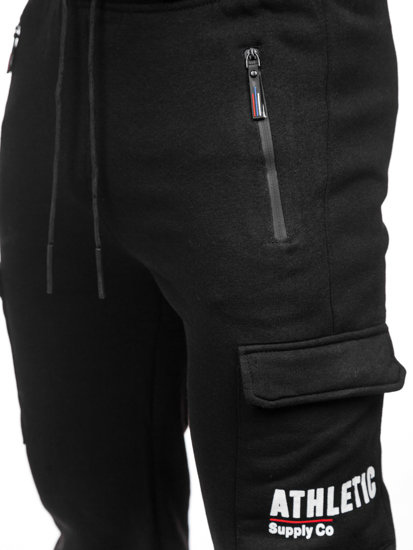 Juodos vyriškos sportinės jogger cargo kelnės Bolf JX6028