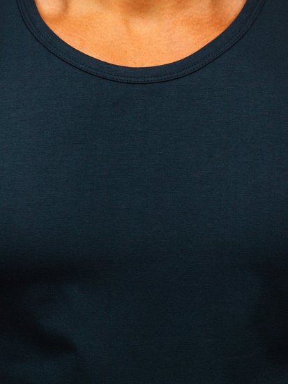 Marškinėliai be rankovių be paveikslėlio tamsiai mėlyni Bolf 99001