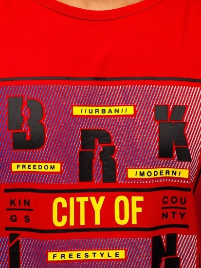 Marškinėliai be rankovių su paveikslėliu raudoni Bolf KS2091