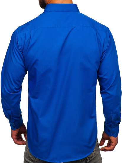 Mėlyni vyriški elegantiški marškiniai ilgomis rankovėmis Bolf M14