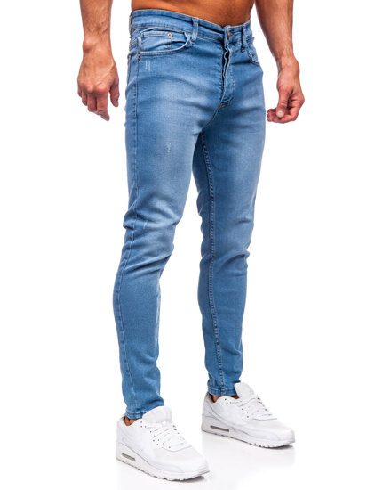 Mėlynos vyriškos džinsinės kelnės slim fit Bolf 6177