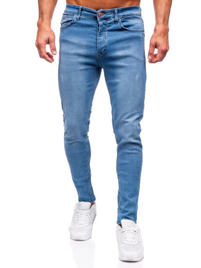 Mėlynos vyriškos džinsinės kelnės slim fit Bolf 6177