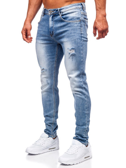Mėlynos vyriškos džinsinės kelnės slim fit Bolf KA6890S