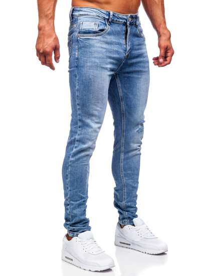 Mėlynos vyriškos džinsinės kelnės slim fit Bolf KA6896S