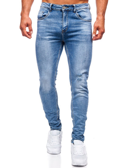 Mėlynos vyriškos džinsinės kelnės slim fit Bolf KA6896S