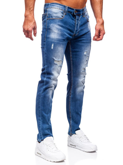 Mėlynos vyriškos džinsinės kelnės slim fit Bolf MP0018B