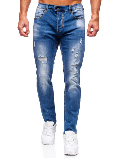 Mėlynos vyriškos džinsinės kelnės slim fit Bolf MP0018B