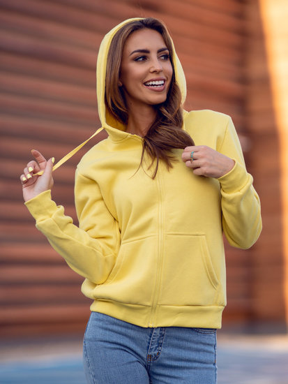 Moteriškas džemperis su gobtuvu šviesiai geltonas Bolf W03B