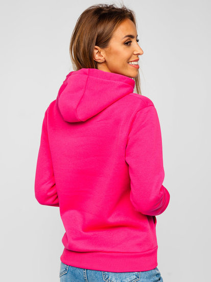 Moteriškas džemperis tamsiai rožinis su kengūros kišene Bolf W02B