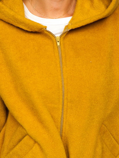 Moteriškas trumpas paltas su gobtuvu geltonas Bolf 9320