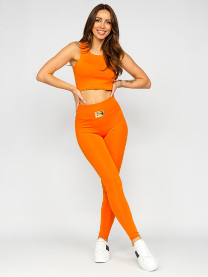 Oranžinis moteriškas sportinis dviejų dalių komplektas Fashion Bolf 022