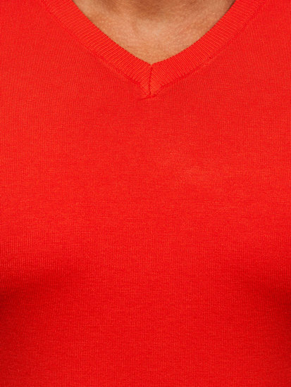 Oranžinis vyriškas megztinis su V kaklu Bolf YY03
